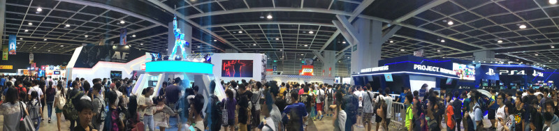 Panoramic photo of the entrance booths at ACGHK2015